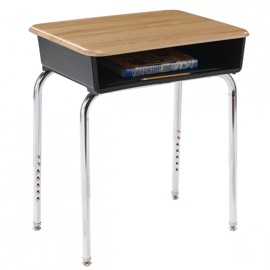 1100 Series Open Front School Desk Woodstone Top with Plastic Bookbox