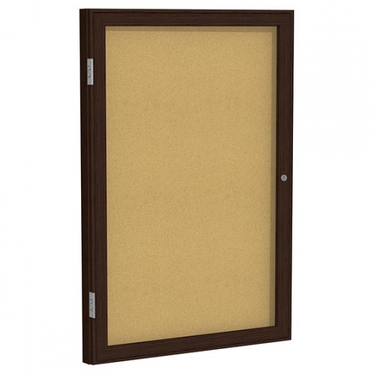 Enclosed Bulletin Board with Wood Frame Indoor 24"H x 18"W Schools In