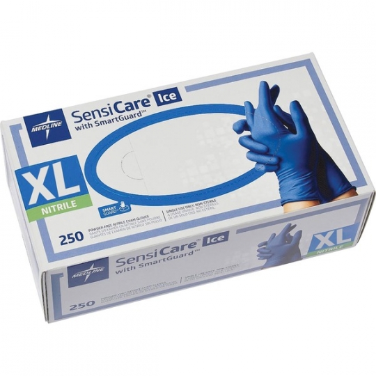 230 pk. Medline SensiCare Ice Size XL Nitrile Exam Gloves Schools In
