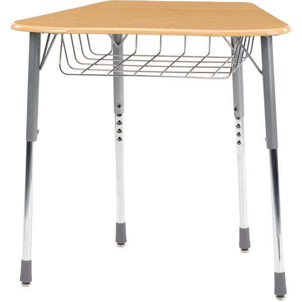 Zuma Series Open Front School Desk with Wire Book Box Octagon Shaping