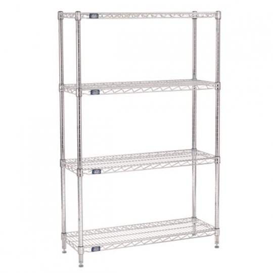 Nexel Chrome Wire Shelving 4 Shelves Starter 36"W x 12"D x 54"H