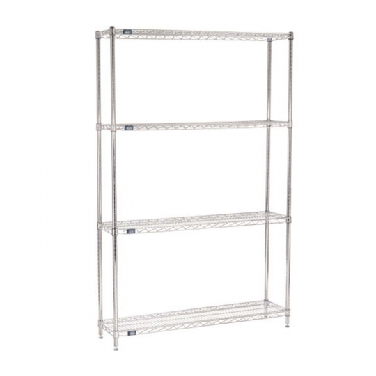 Nexel Chrome Wire Shelving 4 Shelves Starter 48"W x 12"D x 74"H
