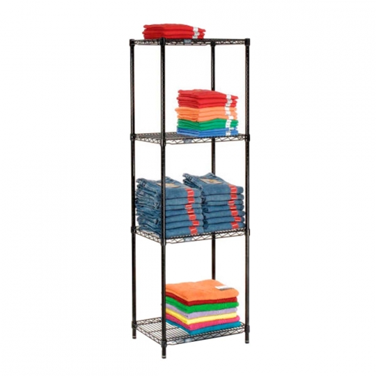 Nexel Black Epoxy Wire Shelving 4 Shelves Starter 24"W x 14"D x