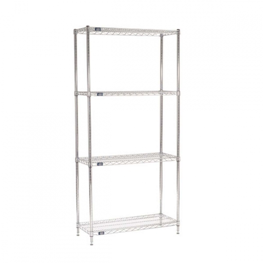 Nexel Chrome Wire Shelving 4 Shelves Starter 36"W x 14"D x 74"H