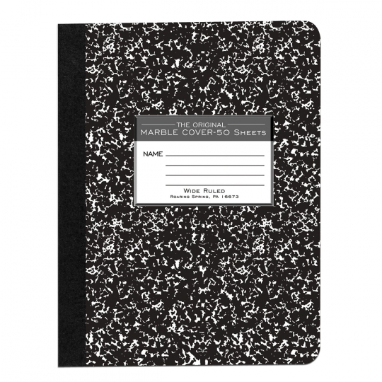Marble Composition Notebook w/ Hard Cover Wide Ruled 50 Sheets
